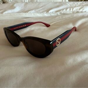 Authentic Gucci Red and Blue Striped Sunglasses